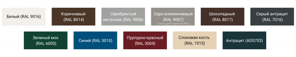 Палитра цветов промышленных ворот "Алютех"